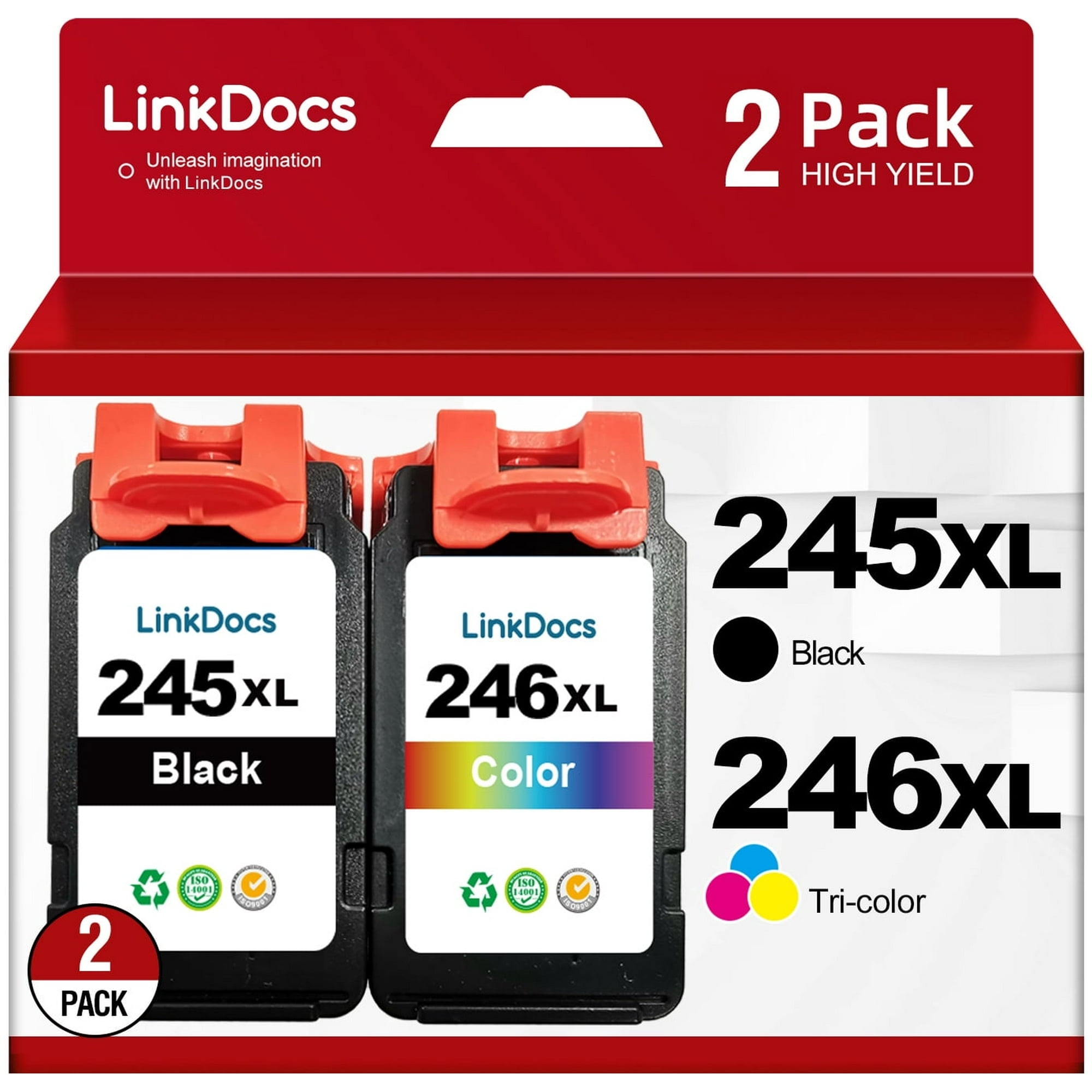 245XL Ink Cartridge for Canon ink 245 and 246 PG-245XL CL-246XL PG-243 CL-244 Work for Pixma TS3120 MG2520 MX492 TR4520 TS202 MG2525 MG3022 MG2522 MG2922 Printer ink ( Black，Tri-Color)