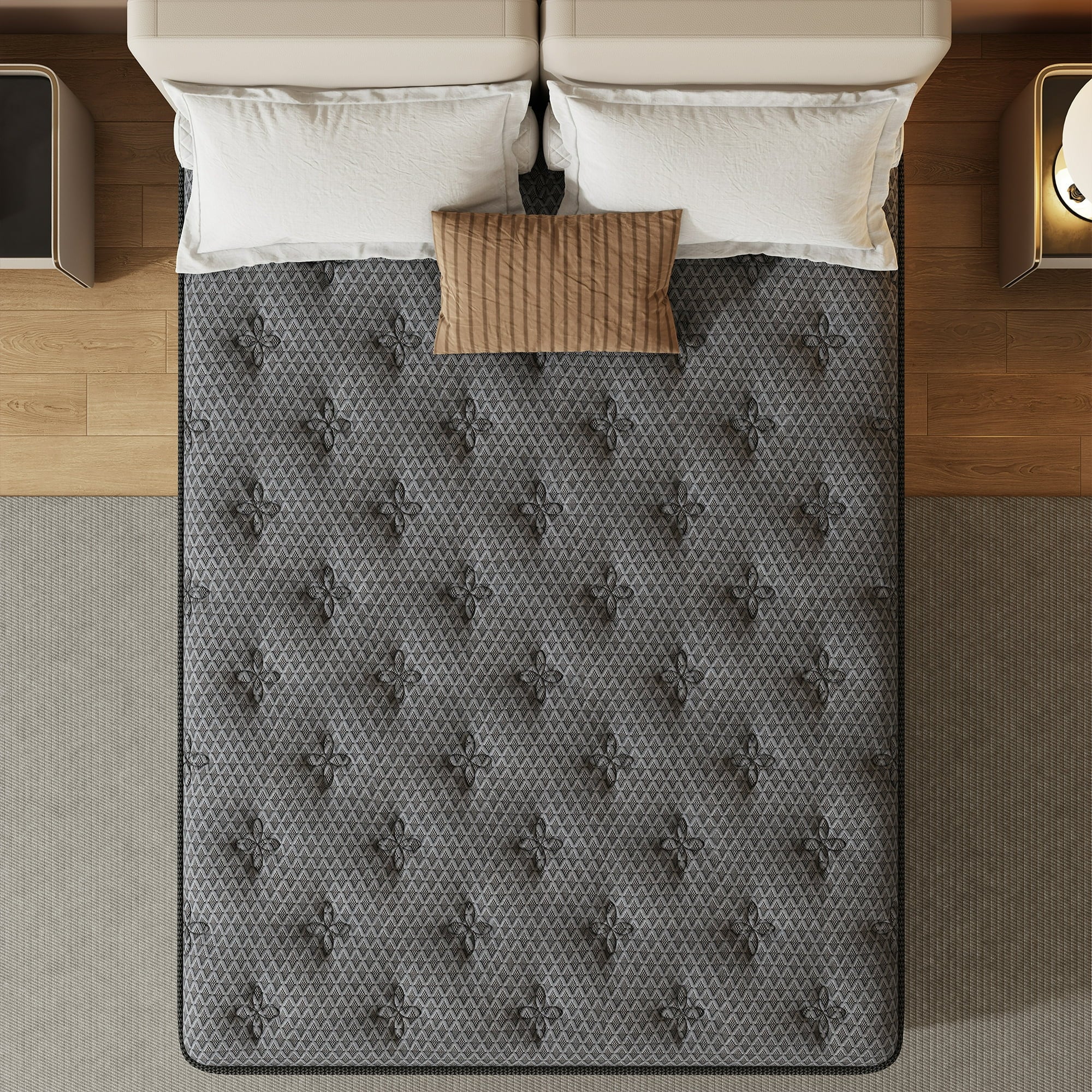 HIKOS 12 inch Twin Mattress in a Box, Cooling Gel Memory Foam Hybrid Mattress with Individually Wrapped Pocket Coils, Medium Firm Twin Size Mattress, Pressure Relief for Adult
