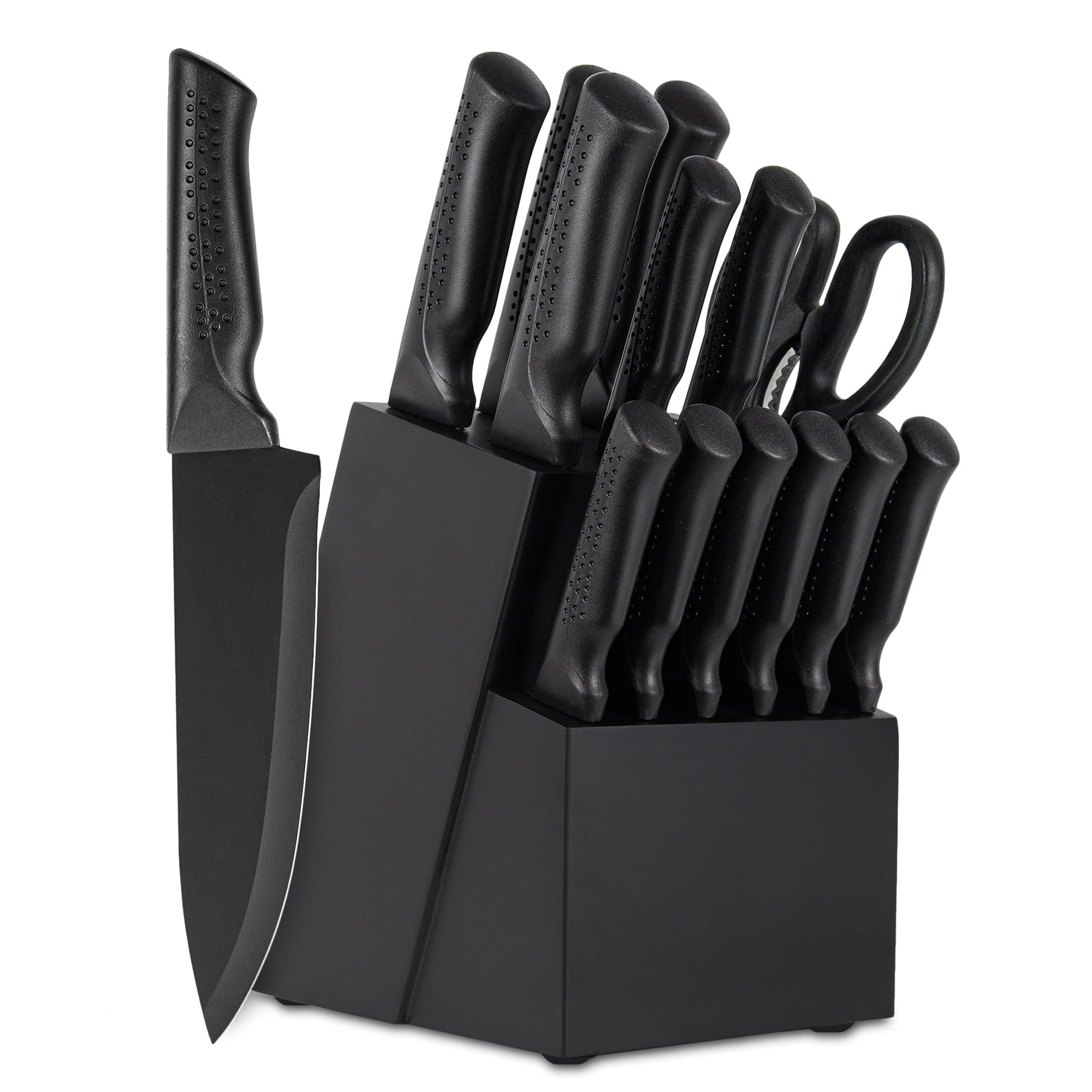 14-Piece Self-Sharpening Knife Set with Block ¨C Dishwasher Safe, Rust-Resistant, Anti-Slip Handles, Black